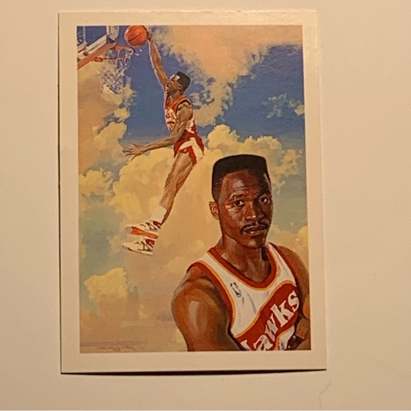 1990 NBA HOOPS Atlanta Hawks Dominique Wilkins Team Checklist Card #355